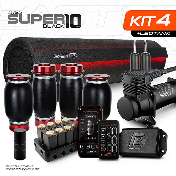 KIT 4 / AirRide Super Black 10 + Compressor 585xc + LED Tank