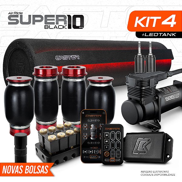 KIT 4 / AirRide Super Black 10 + Compressor 585xc + LED Tank