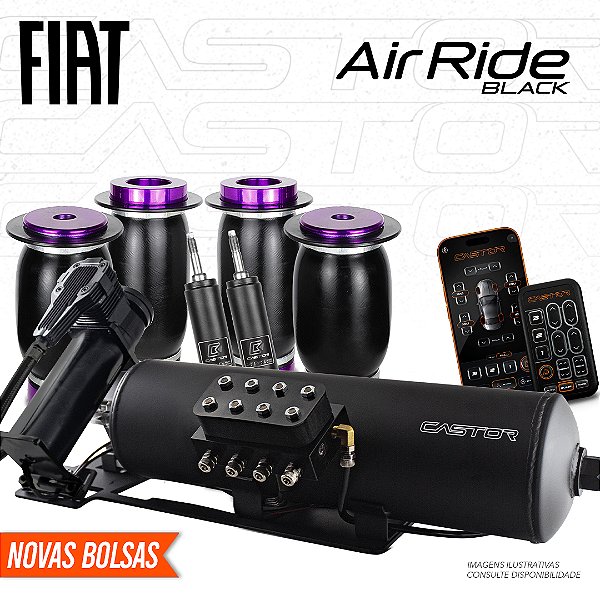 KIT 2 / AirRide Black Montado e Testado + Cilindro de Alumínio - 8mm | Fiat