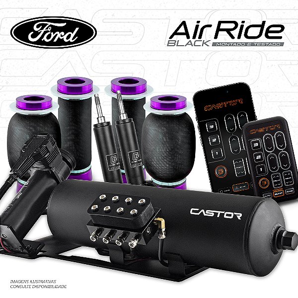 KIT 2 / AirRide Black Montado e Testado + Cilindro de Alumínio - 8mm | Ford