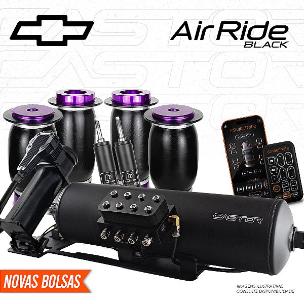 KIT 2 / AirRide Black Montado e Testado + Cilindro de Alumínio - 8mm | GM