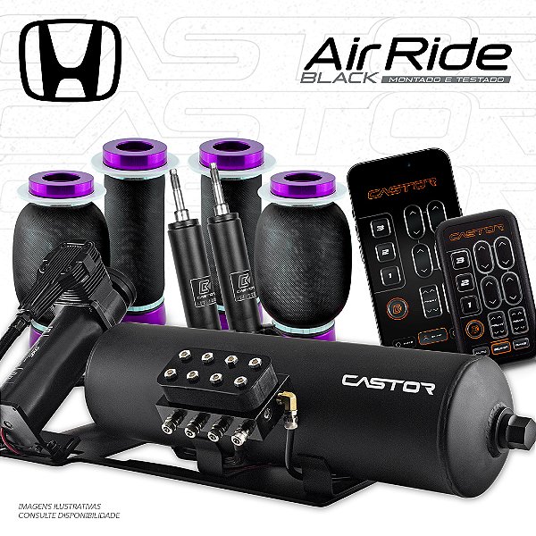 KIT 2 / AirRide Black Montado e Testado + Cilindro de Alumínio - 8mm | Honda