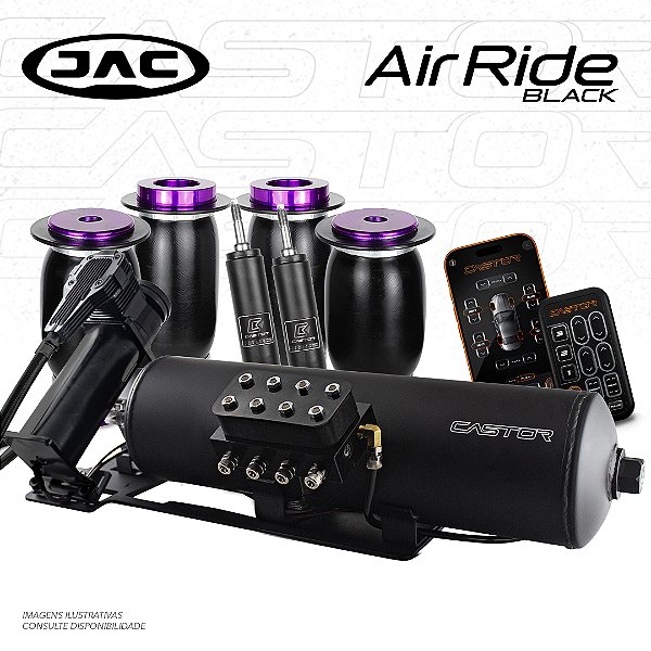 KIT 2 / AirRide Black Montado e Testado + Cilindro de Alumínio - 8mm | Jac