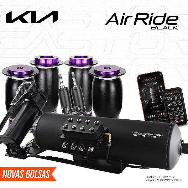 KIT 2 / AirRide Black Montado e Testado + Cilindro de Alumínio - 8mm | Kia