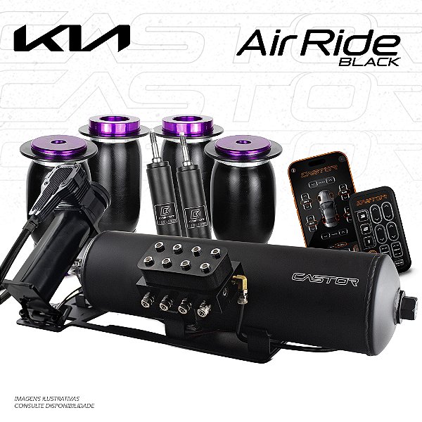 KIT 2 / AirRide Black Montado e Testado + Cilindro de Alumínio - 8mm | Kia