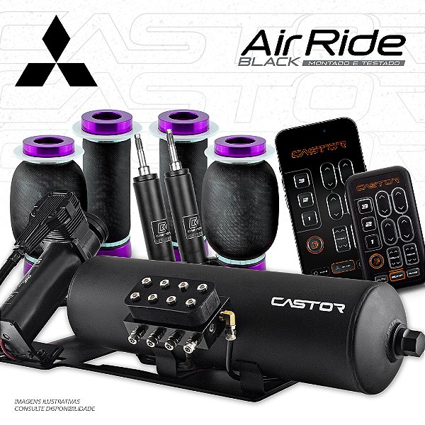 KIT 2 / AirRide Black Montado e Testado + Cilindro de Alumínio - 8mm | Mitsubishi