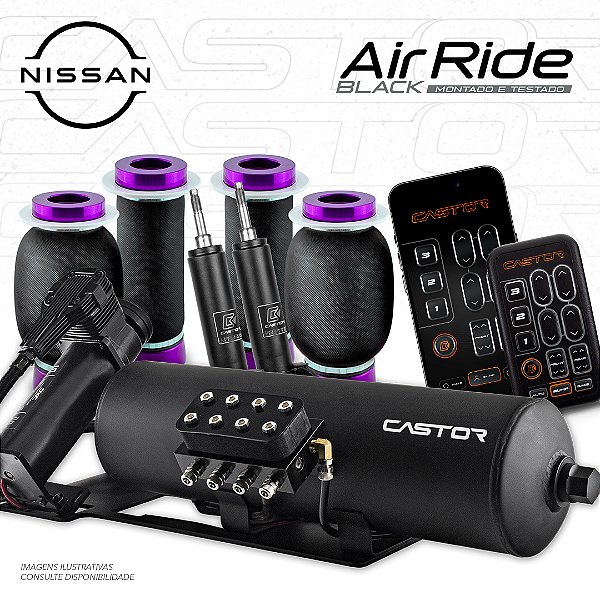 KIT 2 / AirRide Black Montado e Testado + Cilindro de Alumínio - 8mm | Nissan