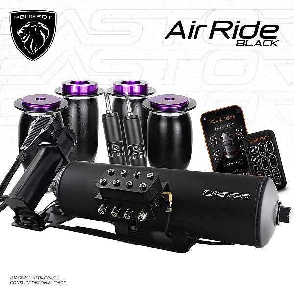 KIT 2 / AirRide Black Montado e Testado + Cilindro de Alumínio - 8mm | Peugeot