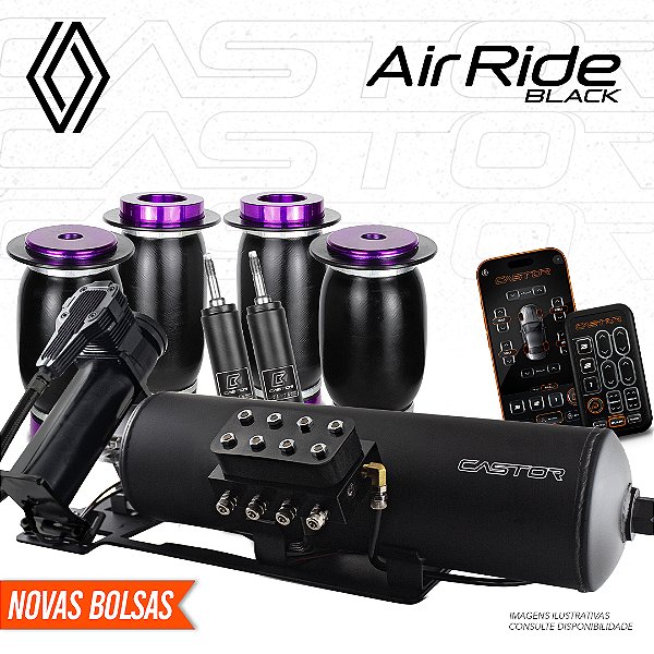 KIT 2 / AirRide Black Montado e Testado + Cilindro de Alumínio - 8mm | Renault