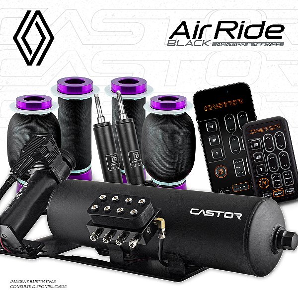 KIT 2 / AirRide Black Montado e Testado + Cilindro de Alumínio - 8mm | Renault