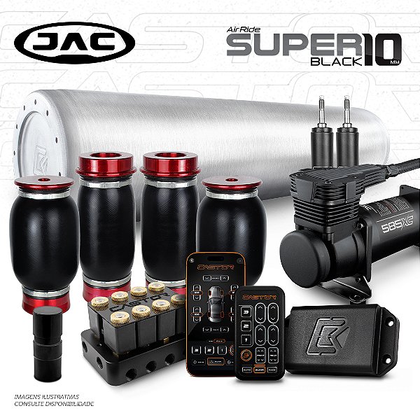KIT 4 / AirRide Super Black 10 + FlatTank + Compressor 585xc | Jac