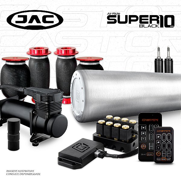 KIT 4 / AirRide Super Black 10 + FlatTank + Compressor 585xc | Jac