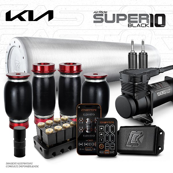KIT 4 / AirRide Super Black 10 + FlatTank + Compressor 585xc | Kia