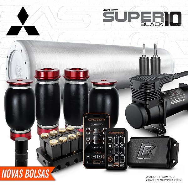 KIT 4 / AirRide Super Black 10 + FlatTank + Compressor 585xc | Kia
