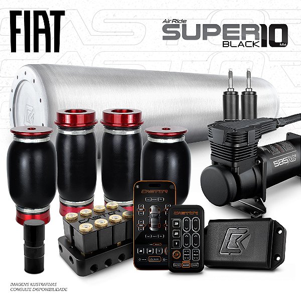 KIT 4 / AirRide Super Black 10 + FlatTank + Compressor 585xc | Fiat