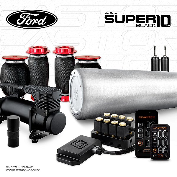 KIT 4 / AirRide Super Black 10 + FlatTank + Compressor 585xc | Ford