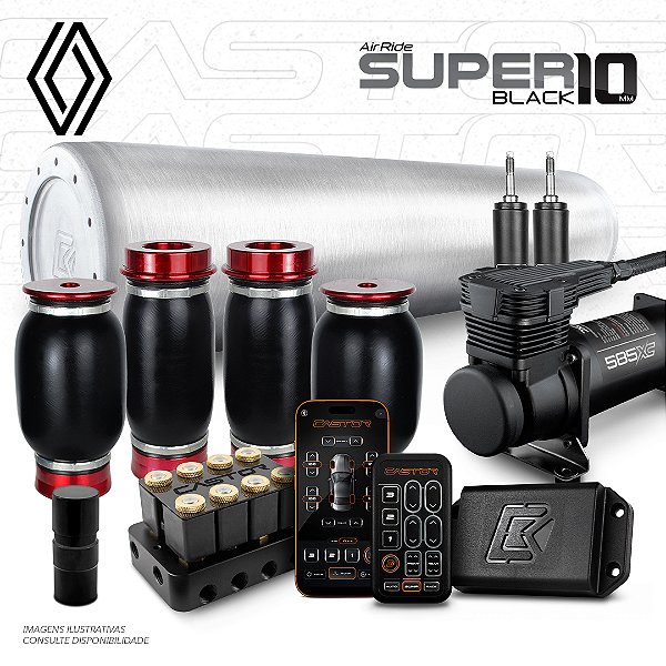 KIT 4 / AirRide Super Black 10 + FlatTank + Compressor 585xc | Renault