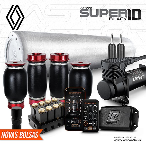 KIT 4 / AirRide Super Black 10 + FlatTank + Compressor 585xc | Renault