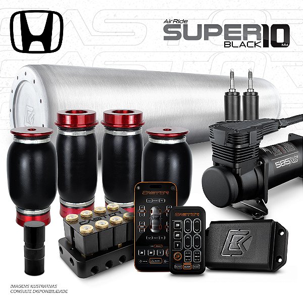 KIT 4 / AirRide Super Black 10 + FlatTank + Compressor 585xc | Honda