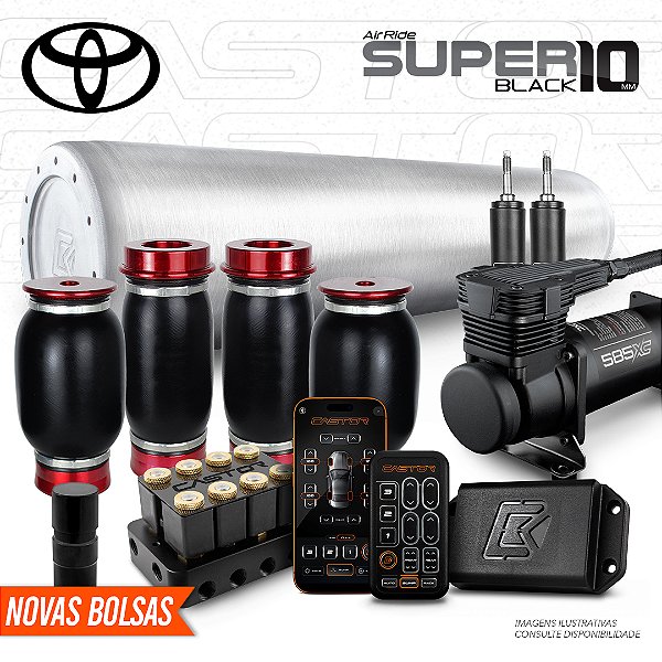 KIT 4 / AirRide Super Black 10 + FlatTank + Compressor 585xc | Toyota