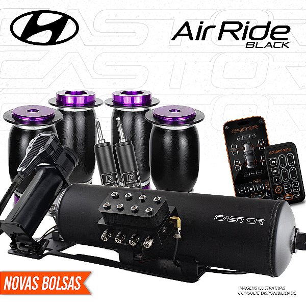 KIT 2 / AirRide Black Montado e Testado + Cilindro de Alumínio - 8mm | Hyundai
