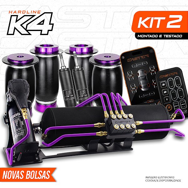 KIT 2 / K4 hardline Montado e Testado + AirRide Black + Cilindro de Alumínio - 8mm