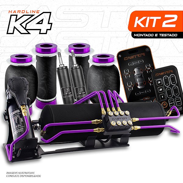 KIT 2 / K4 hardline Montado e Testado + AirRide Black + Cilindro de Alumínio - 8mm