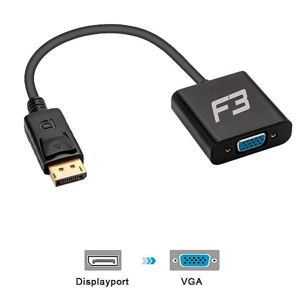 Cabo Adaptador Displayport X Vga Femea