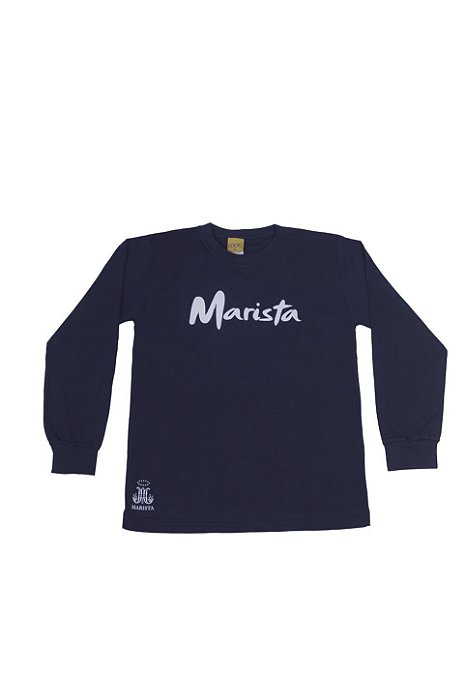 G39 Camiseta Manga Longa Ensino Fundamental Marinho em Algodão 30/1 penteado - Colégio Marista