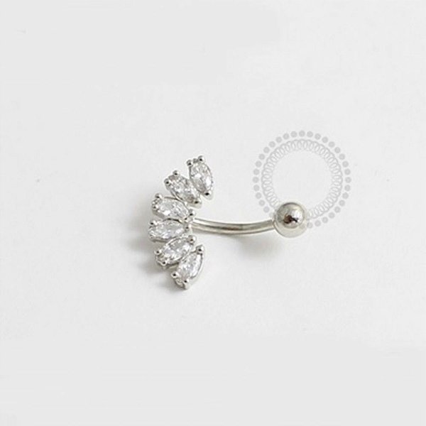 BN40 Navel Piercing Cluster 6 Pedras Ródio