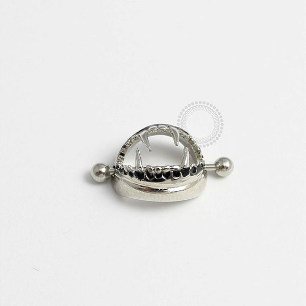 MM12 Piercing Mamilo Vampiro Banho Rodio