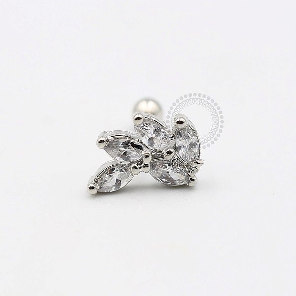 MBA13 Microbell Cluster Folhas Zirconia Banho Ródio