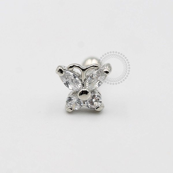 MBA29 Microbell Borboleta Asas Zirconia  Banho Rodio