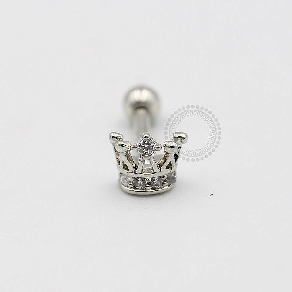 MBA32 Piercing Microbell Coroa Zirconia Ródio
