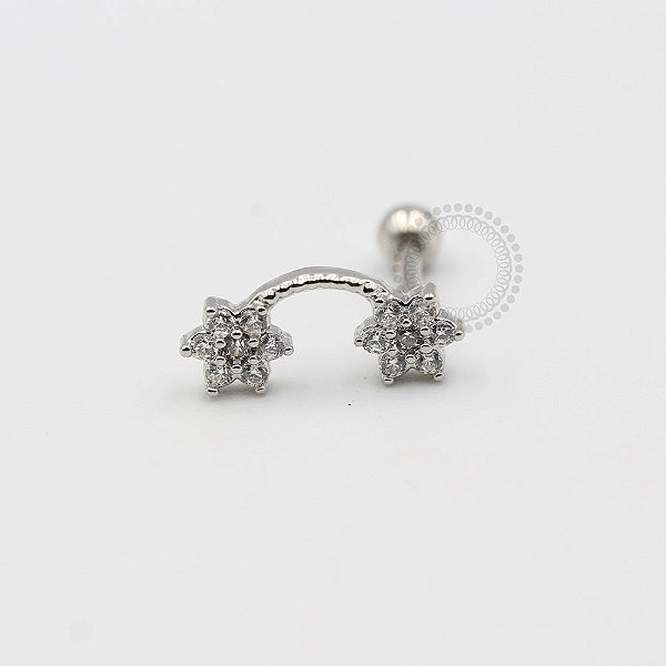 MBA50 Microbell 02 Flores Cravejadas Zirconia Banho Rodio
