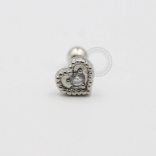 MBA61 Microbell Coração com Pedra Zirconia Banho Rodio