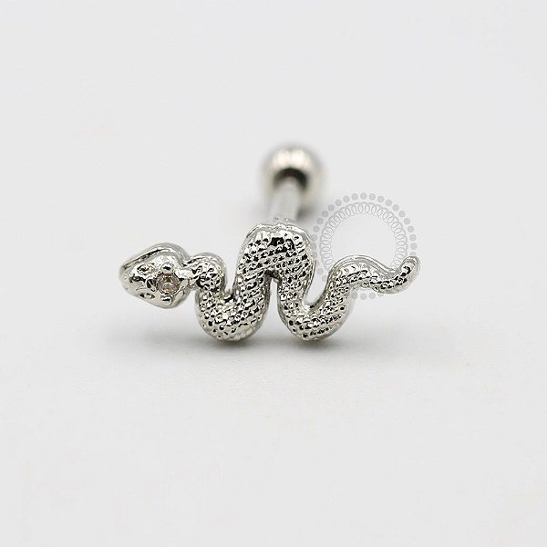 MBA74 Microbell Cobra Olho de Zirconia Banho Ródio