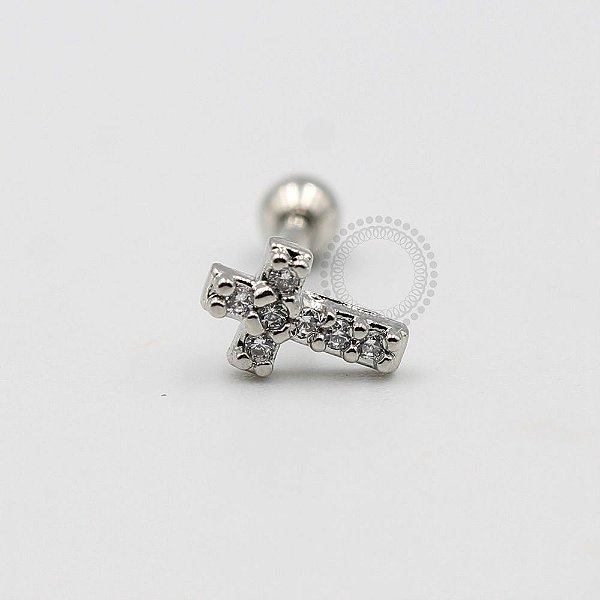 MBA76 Microbell Cruz Cravejada Zirconia Banho Rodio