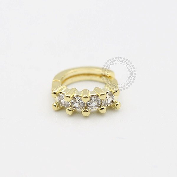 AR07 Argola Clicker 4 CZ  Banho Ouro