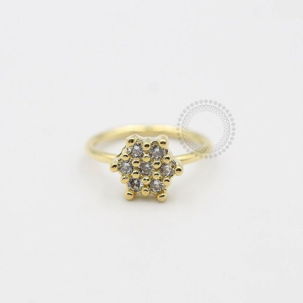 AR45 Argola Fina Floco de Neve CZ Banho Ouro