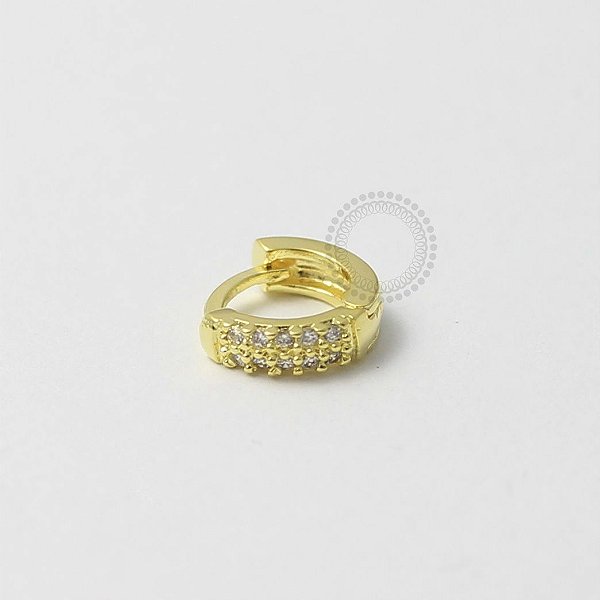 AR55 Argola Clicker Cravejada Dupla P Banho Ouro