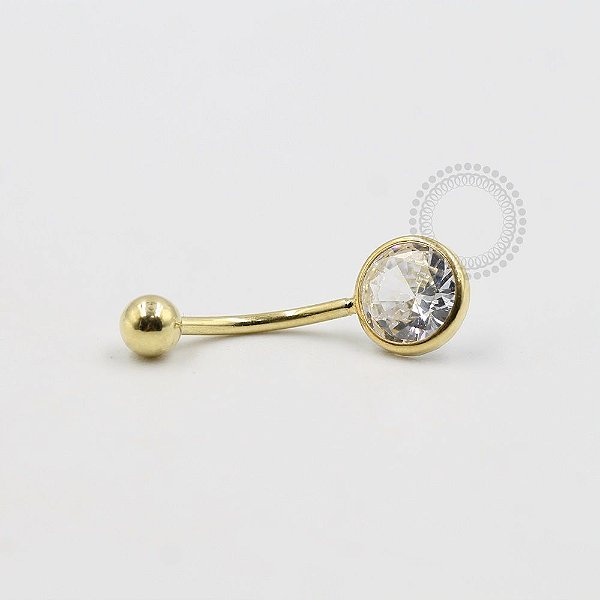 BN16 Navel Piercing Zirconia Banho Ouro 18K