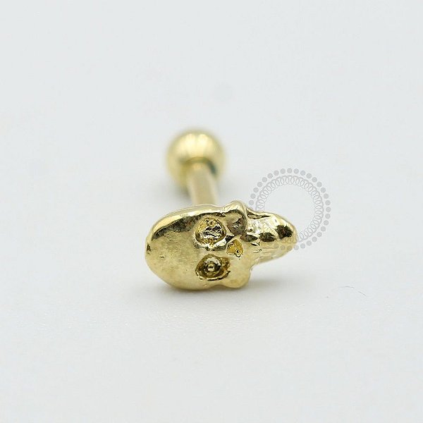 MB10 Microbell Reto Caveira Banho Ouro