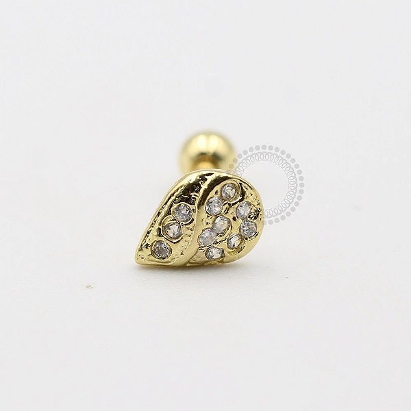 MB19 Microbell Reto Gota Cravejada Banho Ouro