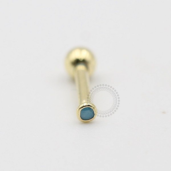 MB33 Microbell Pedra Azul P Banho Ouro