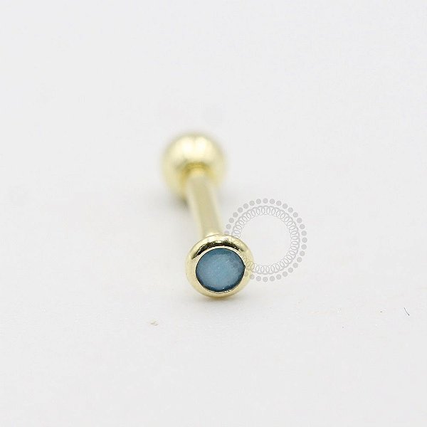 MB34 Microbell Pedra Azul  G Banho Ouro