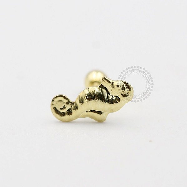 MB37 Microbell Cavalo Marinho Chapa Banho Ouro