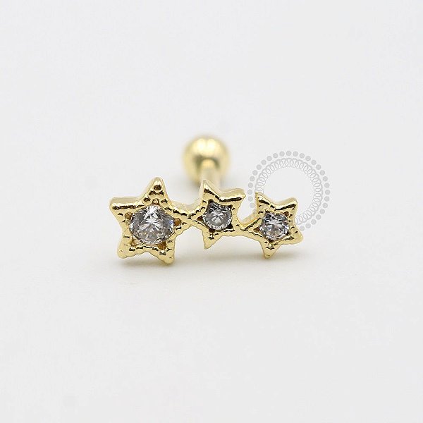 MB83 Microbell Cluster 3 Estrelas Banho Ouro