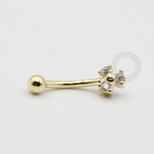 MB86 Microbell Curvo Trevo 3 Zirconias Banho Ouro