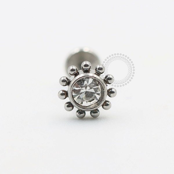 PB84 Labret Sol Zirconia Com Esferas Aço 316L